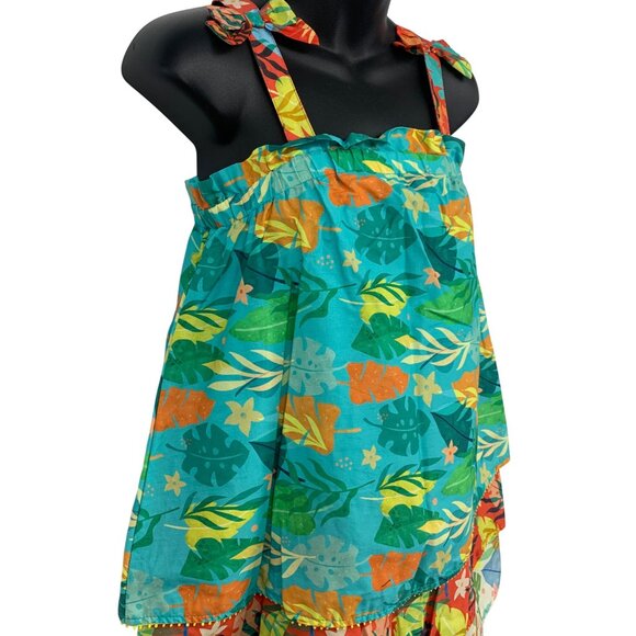 Disney Moana Girls Dress Size 9 10 Cotton Tropical Sleeveless Ruffle Tier New - Picture 4 of 10